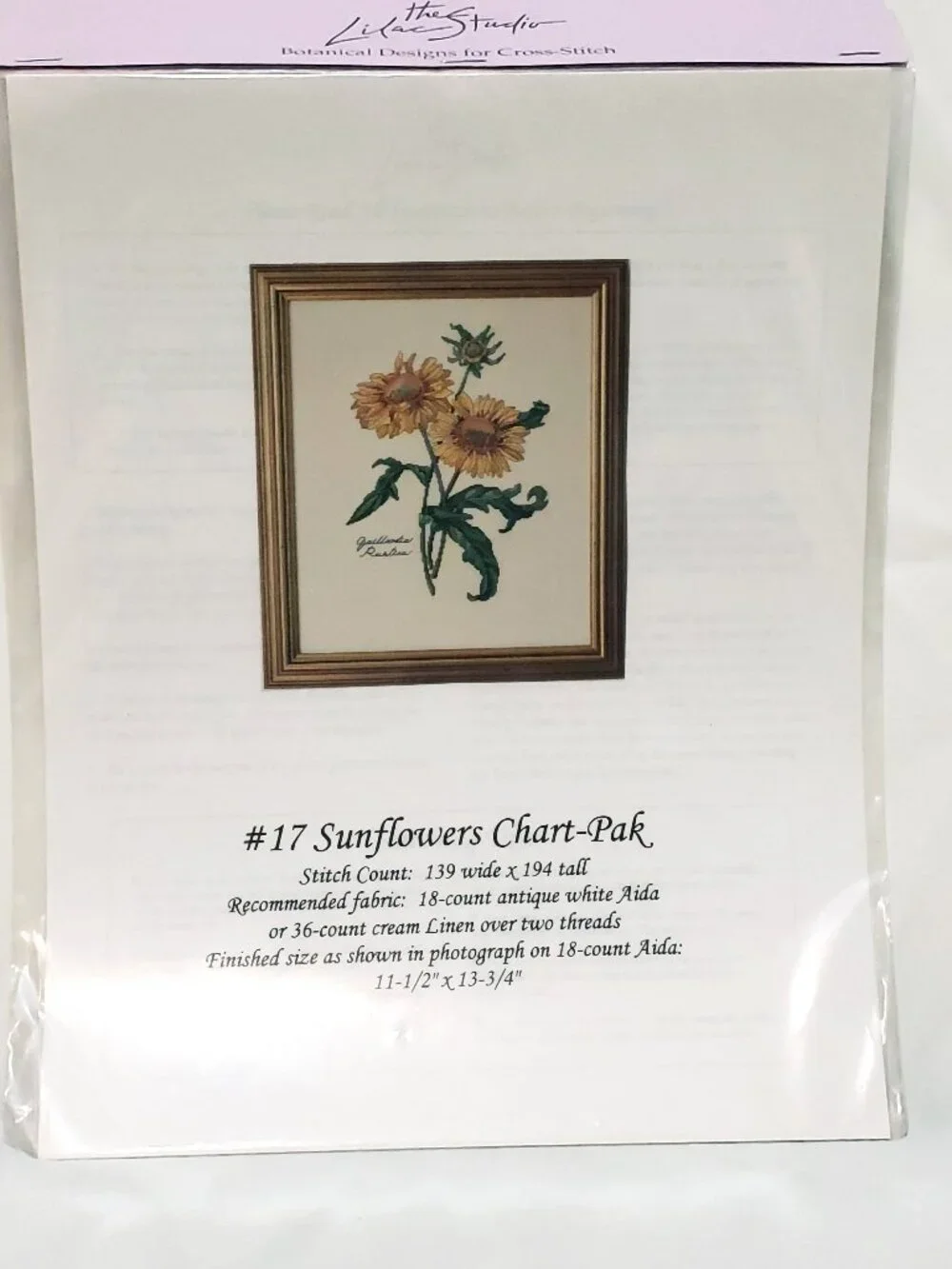 Sunflowers #17 Flower Counted Cross Stitch Chart-Pak The Lilac Studio 1994